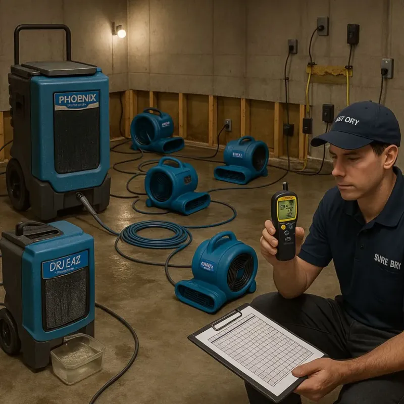 Structural Drying and Dehumidification process in South Portland, ME